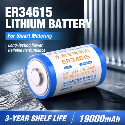 1Pcs original ER34615 3.6V Li-SOCl2 Battery D Size 19000mAh Primary Lithium Battery for Water Gas El