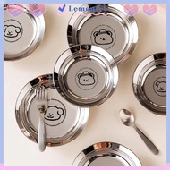LEMONTRE Round Plates, Reusable Shockproof Mini Plates,  Tableware 304 Stainless Steel 14/16CM Child