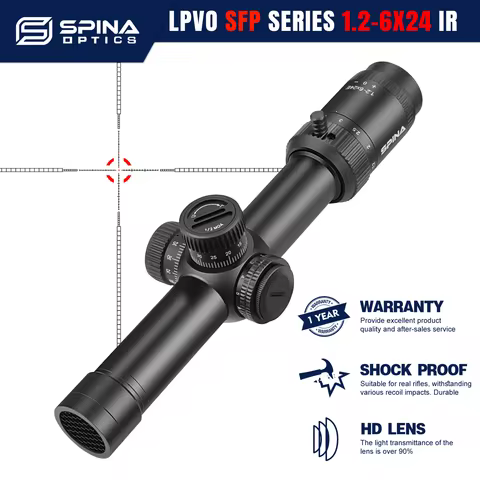 SPINA OPTICS LPVO 1.2-6x24 IR Rifle Scope Mid Dot Dual Purpose Scope Red Dot Sight Real .556.7.62 PC