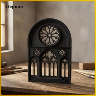 [Gepnoo] Gothic Window Panel Miniature Cathedral Facade Pointed Arch Rose White