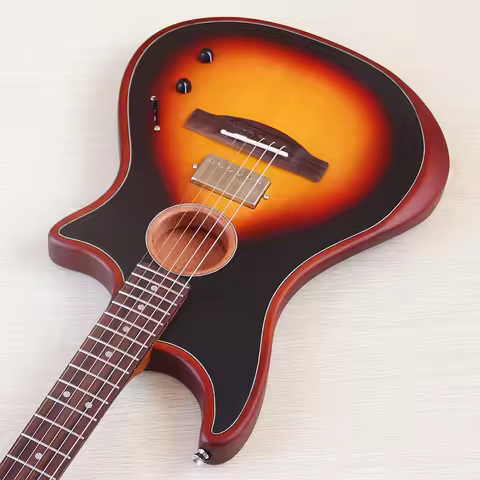 Acoustic-Electric Switchable Guitar Solid Sapele Wood 39 Inch 6 String Silent Electric Folk Guitar R