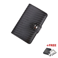 Slim Carbon Fiber Credit Card Holder RFID Ridge Non-scan Metal Simple Wallet