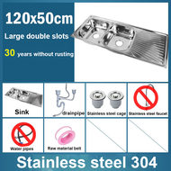✨Basin + faucet + drainage✨304 stainless steel kitchen sink Household high quality vertical sink was