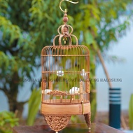 Bird Cage Recommends Eye-Catching CNC Opaque Bird Cage With Red Old Bamboo Material With Accessories
