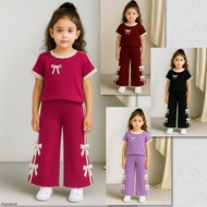 Girls' clothing set 1-12 years old with ribbon motif kids girl clothing set girl kids outfit