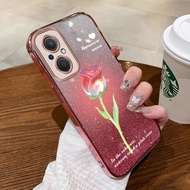 Casing OPPO Reno 7Z 5G OPPO Reno 8Z 5G Reno 8 Z 5G Phone case shiny flower soft gold border shock-ab