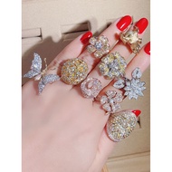 Medieval Retro Diamond Ring Colorful Diamond Diamond Ring Flower Elephant Lotus Real Diamond Ring Ro