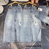 Quần bò jean nữ ống suông dáng lỡ 90cm dành cho nấm lùn - size SML - 3097 3098