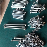 White steel M10 bolts and bolts in many sizes from 2cm to 30cm
