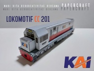 Yuhh 3D Papercraft Kereta Api Indonesia Lokomotif CC 201 Pola Kertas DIY