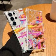 1pc Transparent Shockproof Minimalist Seascape Fish Pattern Phone Case, Suitable For Galaxy S25 Plus