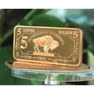 5 oz Five Troy Ounces American Buffalo .999 Pure Copper Bullion Bar Cu Element 5oz