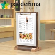 PAODERIMA Ads Display Stand, Wooden Holder Loose leaf Menu Card Holder, Multipurpose Label Holder Ac