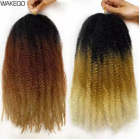 WAKEGO Ombre Marley Crochet Braids Hair 18Inch X Pressions Marley Twist Braiding Hair Pre Stretched 