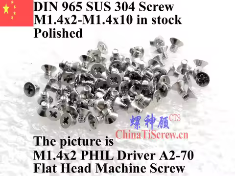 DIN 965 SUS 304 screws M1.4x2 M1.4x2.5 M1.4x3 M1.4x4 M1.4x4.5 M1.4x5 M1.4x6 M1.4x8 M1.4x10 PHIL Driv