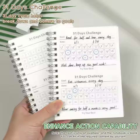 31 Days Planner Daily Challenge Notepad Self-Discipline Checklist Self-adhesive Memo Pads Mini Pocke