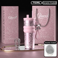 COMPUTER 710มล. ถ้วยกาแฟเคลือบเซรามิก ฉนวนหรือการระบายความร้อน SUS316 สแตนเลส แก้วเก็บความร้อน ทนทาน