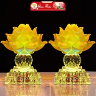 TRUTH THIEN MY Lapis lazuli Lotus Altar Lamp, 7-Color Led Altar Decoration Light HSLL-16