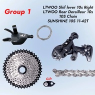 LTWOO A7 Elite 1X10S Groupset 10 speed shift lever derailleur SUNSHINE cassette 42T 46T 50T Chain Sn