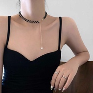 Stainless Steel Non-fading Black Necklace Sweater Accessories 36+10CM