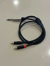 สายTRS1-rcaL/R ทำจากสายชีลสเตอริโอDynacomหัวtrsของLidgeหัวrcaของwiremanทองเหลืองแท้100%