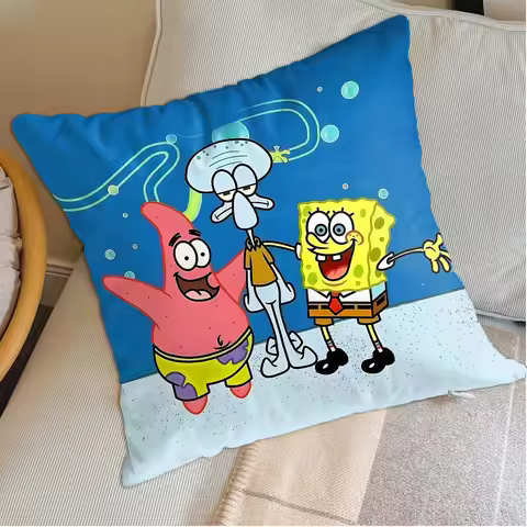 Decorative Cushion Cover Living Room Luxury Kawaii S-Spongebobs Pillowcase Decor 40x40 Sofa Covers M