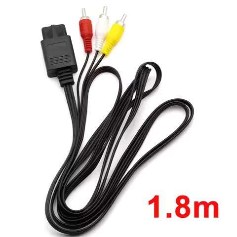 1pcs AV Audio Cable Composite Video Cord 6 Feet Line Compatible with Nintendo 64/N64/GameCube/SNES T