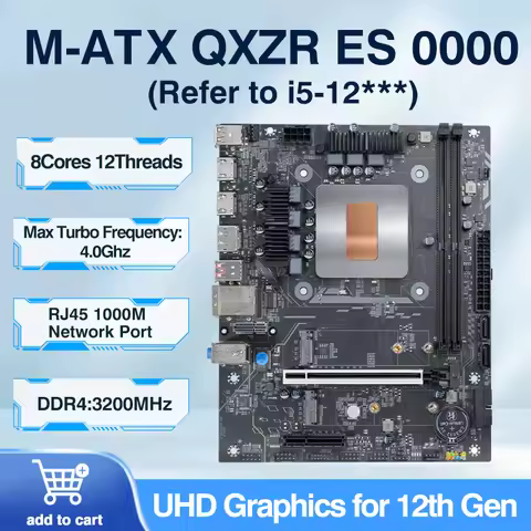 M-ATX CPU Motherboard Combo 12th Core Interposer QXZR ES 0000 8C12T PCIe2.0x8 Integrated CPU DDR4 RA