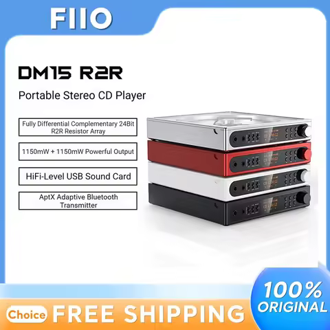 FiiO DM15 R2R Portable Bluetooth CD Player HiFi USB Sound Card 24Bit R2R Resistor Array 1150mW AptX 