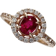 13號，緬甸紅寶石0.44克拉，鑽石0.23克拉，K18PG粉金戒指，2.6克，女士款 [二手]