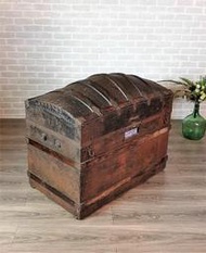 【卡卡頌 歐洲古董】西班牙 全手工  鐵件 個性 大  百寶箱  木箱  藏寶箱   歐洲老件  ca0122