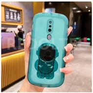 For OPPO F11 Pro F11 F9 Candy Color Big Eye Lens Protection Shockproof Silicone Transparent Soft Phone Case with Astronaut Stand Holder