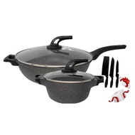 SAUCEPAN IGOZO Granite 32cm wok &amp; 20cm Casserole set(free gift)