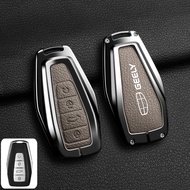Geely Car Key Shell Key Case Zinc Alloy Leather Key Cover Smart Key Case Protector Fashion Accessori