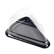 WOODP 50Pcs Plastic Cake Slice Boxes Triangular Disposable Dessert Containers Commercial 6/8 In Chee