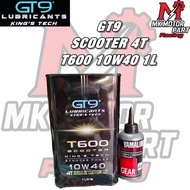 GT9 Lubricants ENGINE OIL SEMI T600 SCOOTER 10W40 1L MINYAK HITAM
