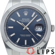 二手勞力士蠔式恆動日誌型41男士腕錶，蠔式藍色錶盤，型號126300，附原廠錶盒、保固卡，不鏽鋼材質，藍色錶盤，拋光處理，成色極佳。