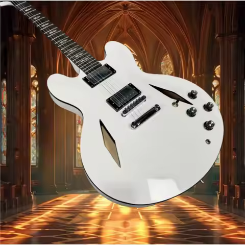 Free Shipping White DG-335 6-String RoseWood Neck Maple Body Unisex Electric Guitar Family Gift Merr