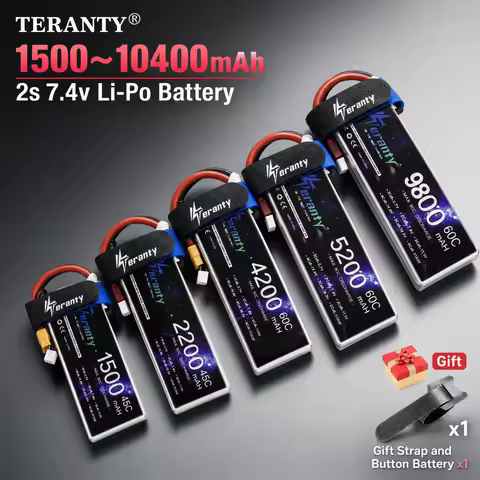 2S 7.4V LiPo Battery 1500mAh 1800mAh 2200mAh 3300mAh 4200mAh 5200mAh 6500mAh 7200mAh 10400mAh JST XT