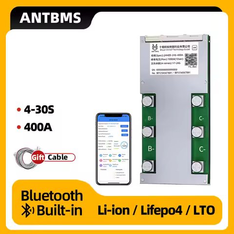 Smart ANT BMS 4S 7S 8S 16S 17S 20S 21S 24S 30S Continuous 400A Peak 1000A Li-ion Lifepo4 LTO Battery