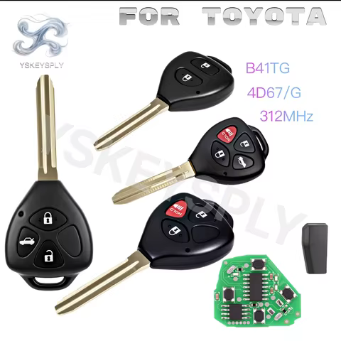 For Toyota Yaris Vitz Hilux Scion 2/3/4 Button Remote Key Fob B41TG 312MHz G 4D 67 Chip FCC MOZB41TG