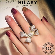 HILARY JEWELRY Women Silver For Sterling Bow Cincin Original Perak 純銀戒指 Creative Adjustable Accessories Korean Ring Gold Moissanite Perempuan Diamond 925 R1921