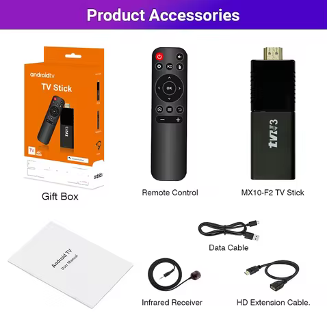 Factory TVR3 TV Stick Android 13.0 4K HD 2G 16G TV Box 2.4G Wifi Smart TV Box Media Player TV Receiv