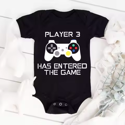 PLAYER 3 Newborn Romper Casual Short Sleeves Baby Boy Clothes Bodysuits Cartoon Graphic Toddler Girl