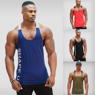 Ready Stock ebay Fitness Spring Summer New Style Men's U-Neck Contrast Color Sports Vest Men's Breat
