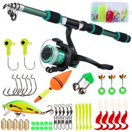 Sougayilang 1.8M 6 Sections Protable Spinning Fishing Rod Reel Set Fiber Glass Telescopic for Childr