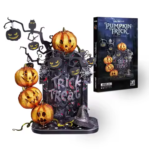 Piececool 3D Metal Model Kits Pumpkin Trick 3D Metal Puzzles for Halloween Decoration Building Block