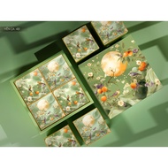 Set of 5 4-wheel moon cake boxes 150g - 250g YEN CA 2025 moon cake box - Pumpkin Shop Baking tools