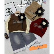 UFM-3 in 1 Girls' Suit Vest Premium Knitted Material Montek Embossed Flower Long Jeans - Christmas C