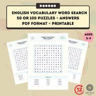 [PDF] English Vocabulary Word Search | Printable Learning Worksheets for Kids